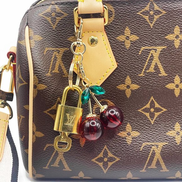 Authentic Louis Vuitton Lock Key with Bag Cherry Charm Keychain Key Charm Chain - Picture 2 of 5